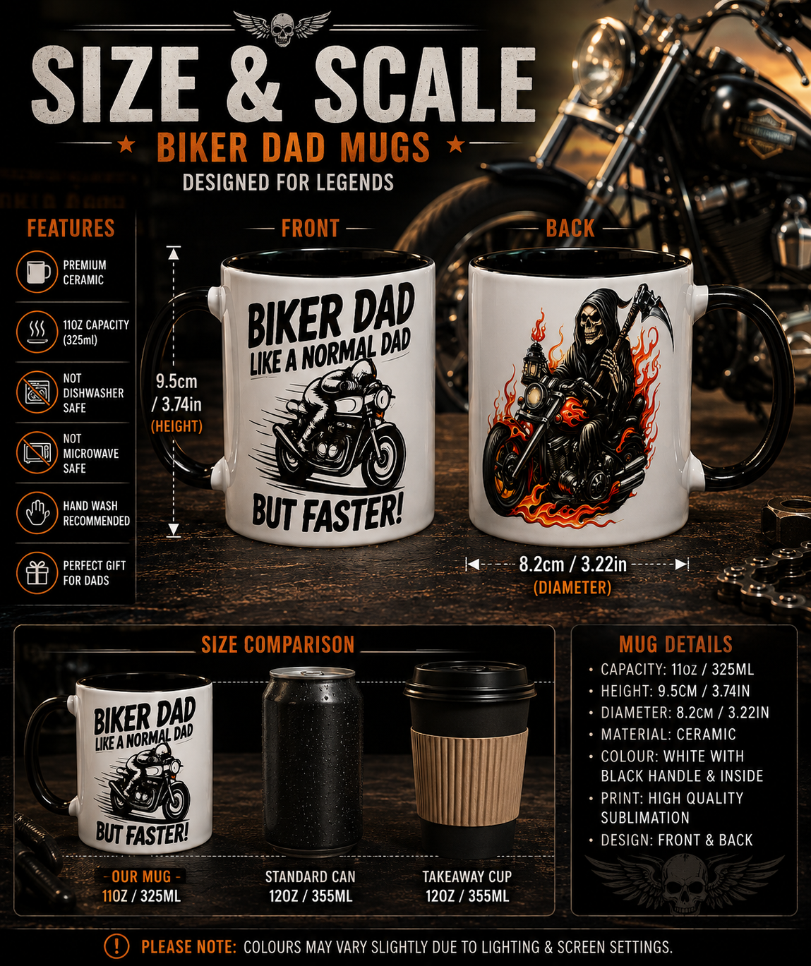 Biker Dad – Like a Normal Dad, But Faster! | 11oz Ceramic Mug 🏍️🖤