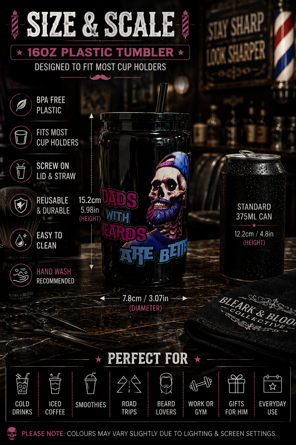 Dads With Beards Are Better | 16oz Plastic Tumbler 🧔🥤