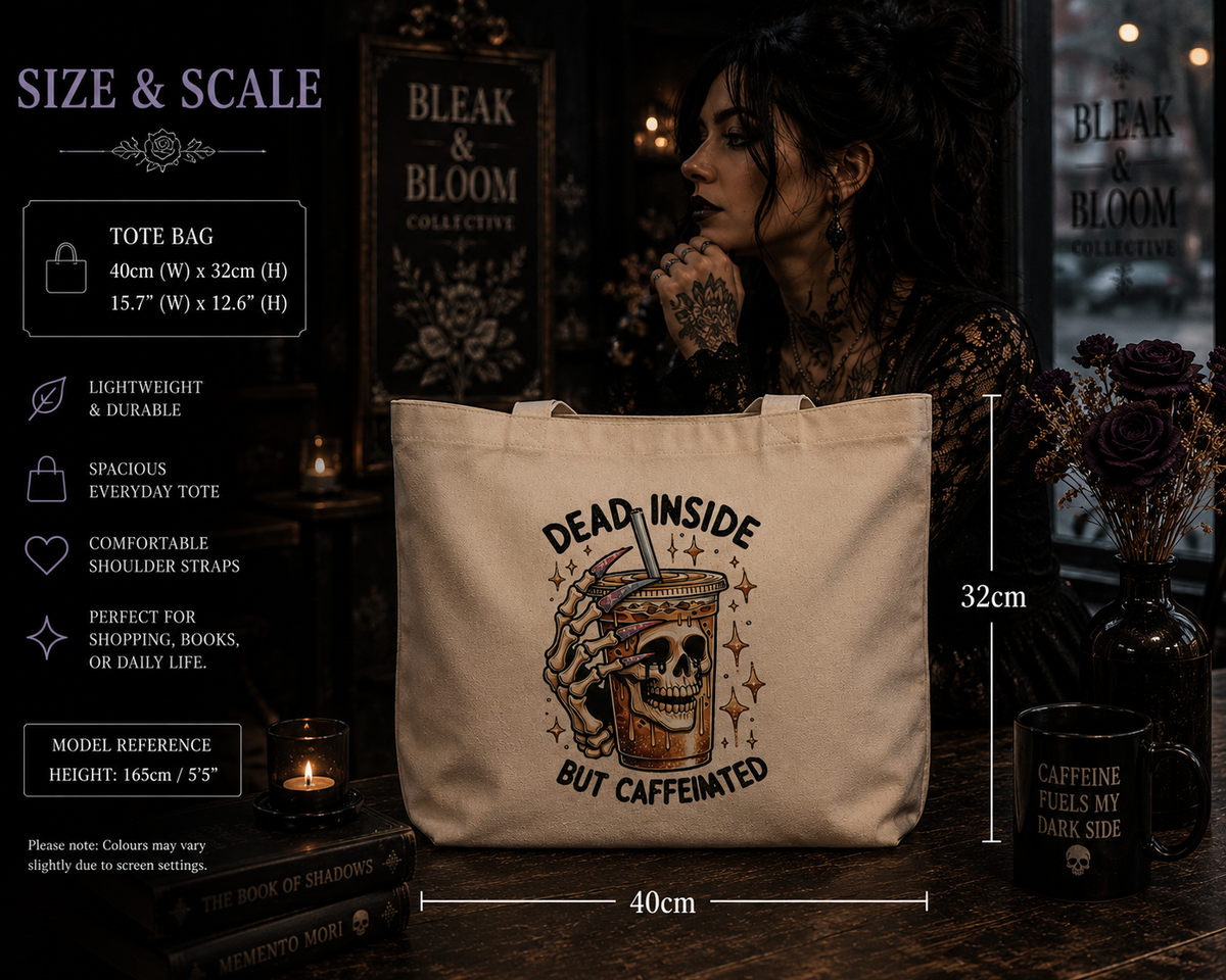 Dead Inside, But Caffeinated | Canvas Tote Bag