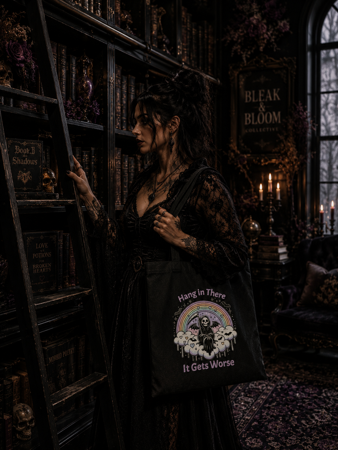 Hang in There... It Gets Worse | Gothic Canvas Tote Bag