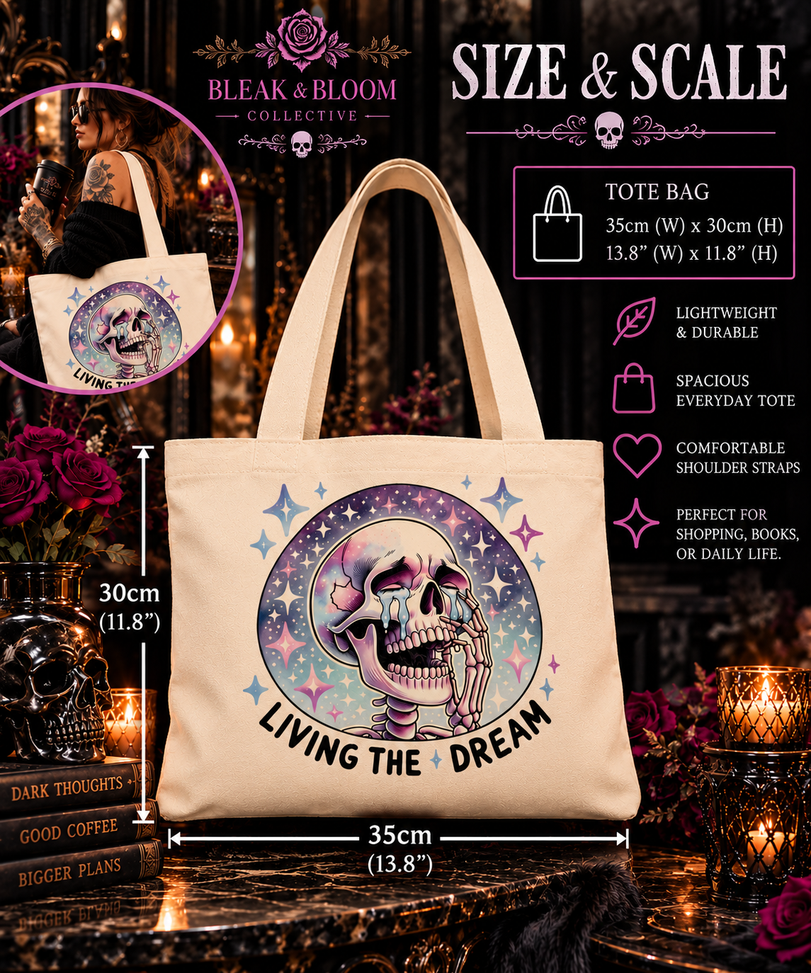 Living the Dream | Gothic Canvas Tote Bag