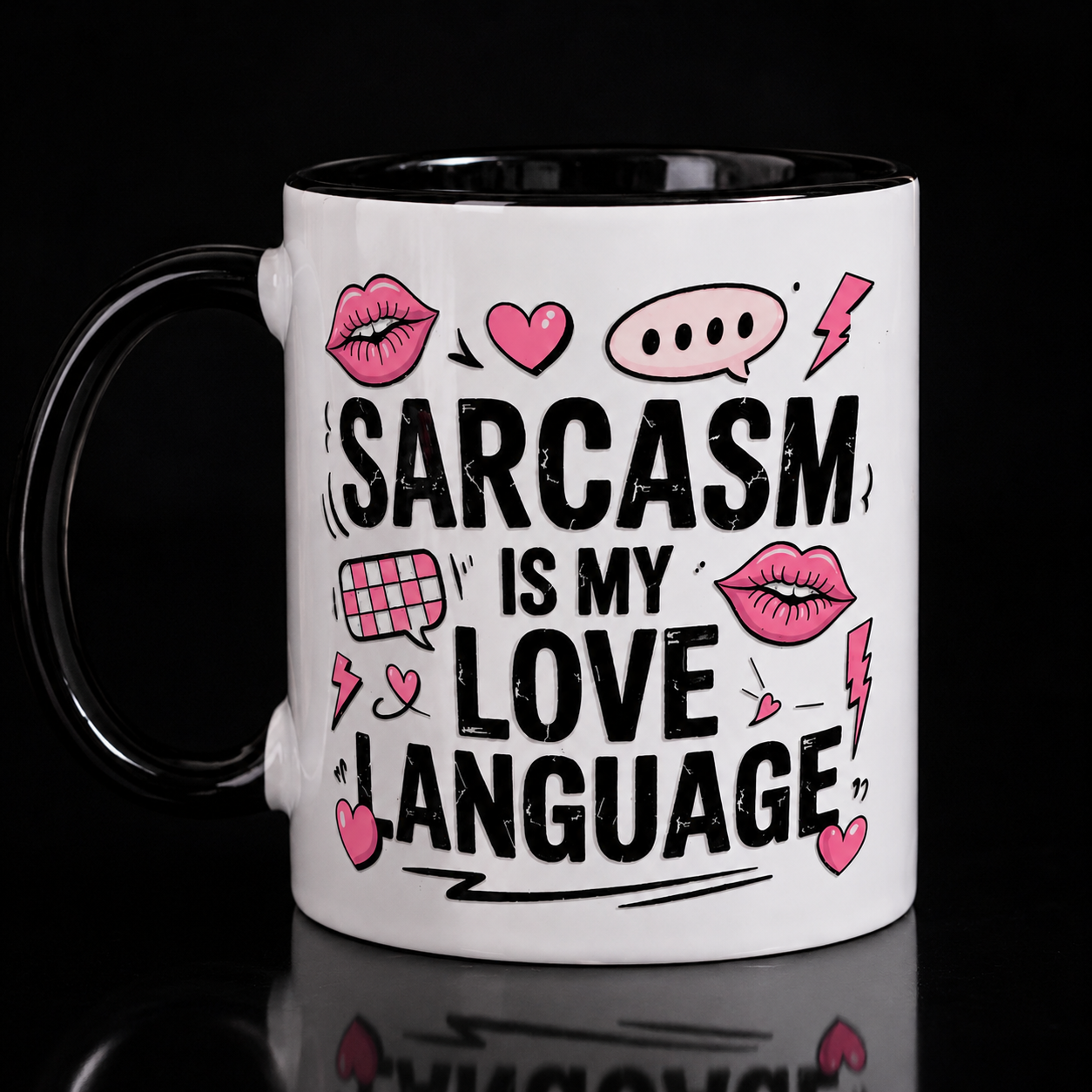 ‘Sarcasm Is My Love Language’ Mug 🖤🩷