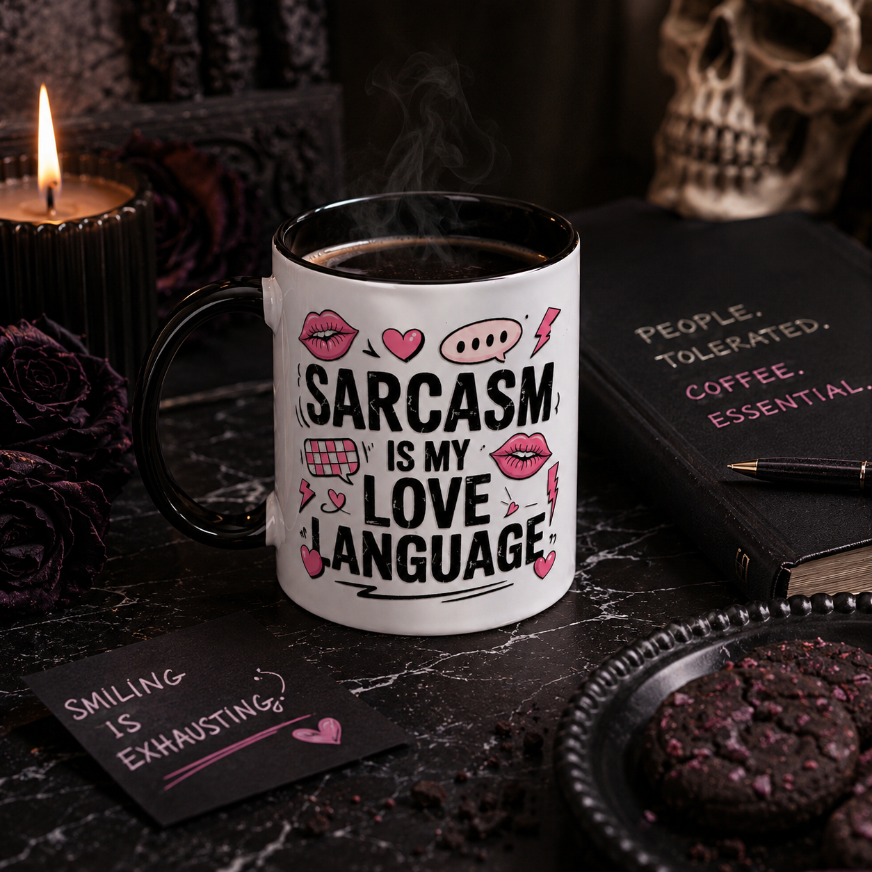 ‘Sarcasm Is My Love Language’ Mug 🖤🩷