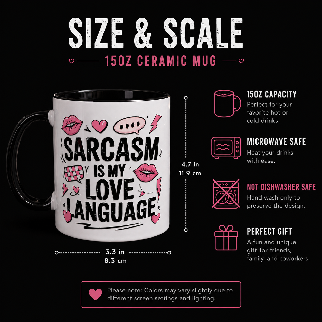 ‘Sarcasm Is My Love Language’ Mug 🖤🩷