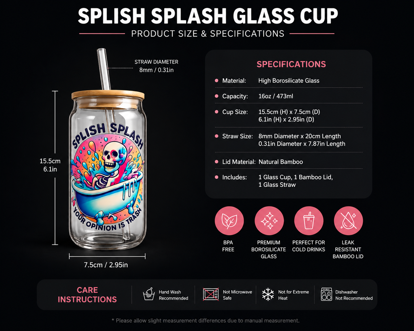 Splish Splash — Your Opinion Is Trash Glass Tumbler