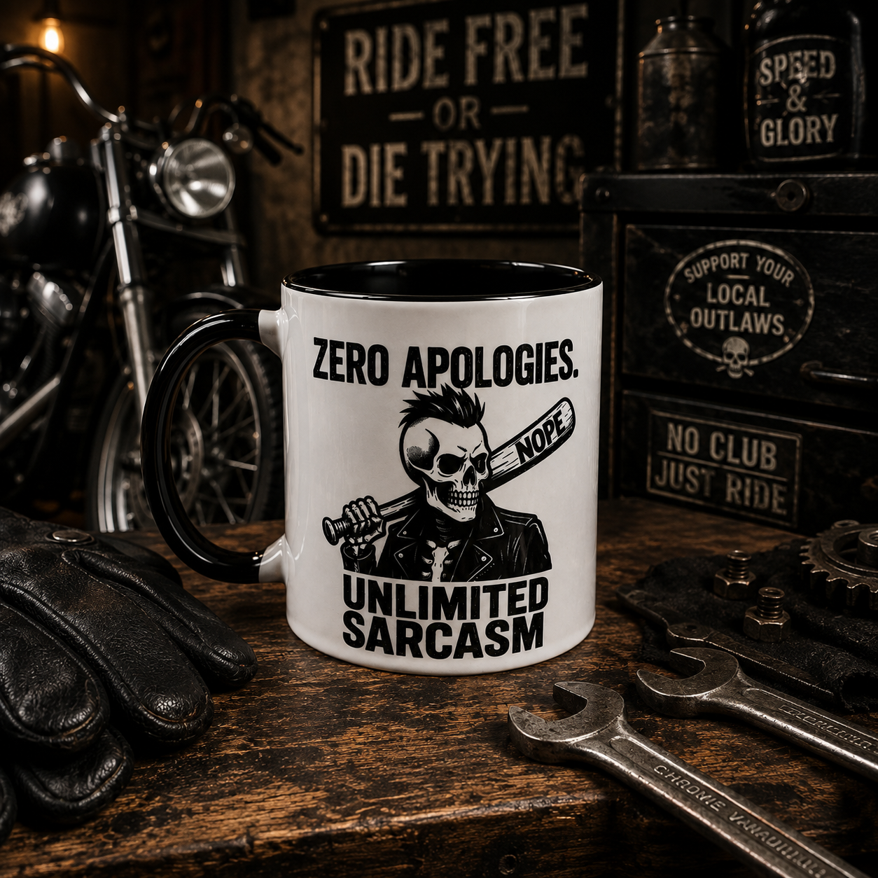 Zero Apologies. Unlimited Sarcasm. | 11oz Ceramic Mug 💀☕