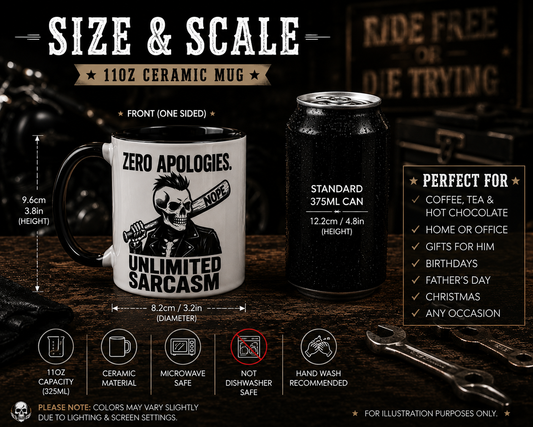 Zero Apologies. Unlimited Sarcasm. | 11oz Ceramic Mug 💀☕